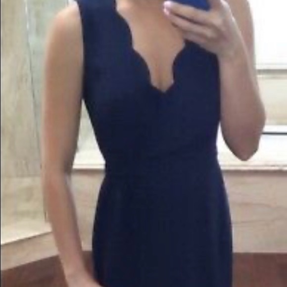 j crew navy scalloped dress